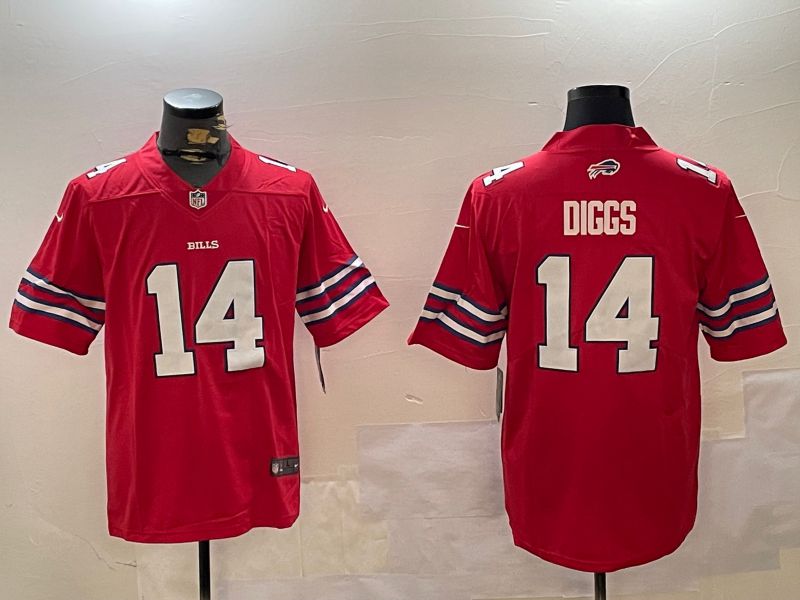 Men Buffalo Bills 14 Diggs Red Second generation 2024 Nike Limited NFL Jersey style 1